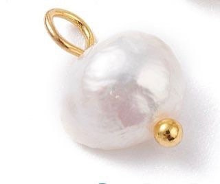 Classic 18K Gold Plated Huggies Hoop with Freshwater pearl drop Earrings Dangly