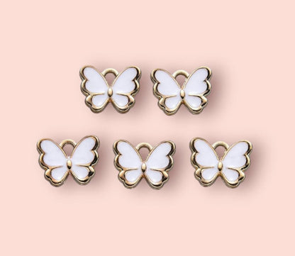 18K Gold Plated White butterfly Huggies Hoop Earrings