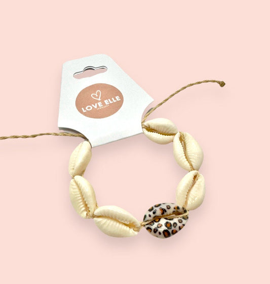 Leopard Print Cowrie shell wax string bracelet
