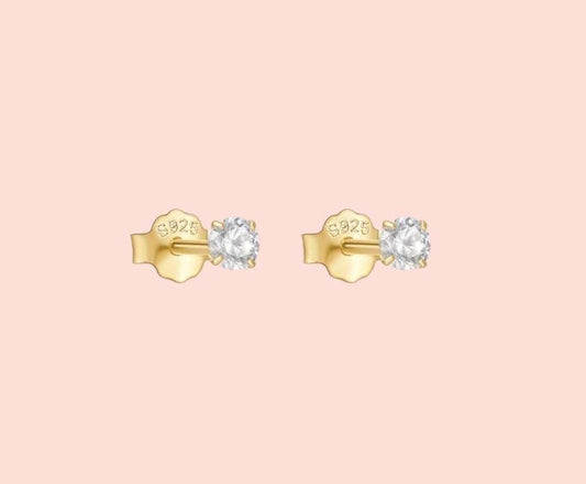 18K gold plated Sparkle Gem stud earrings 4mm