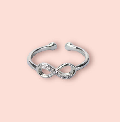 925 Sterling Silver Infinity Sparkle adjustable ring!