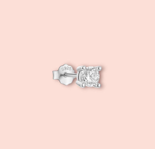 925 Sterling Silver Sparkle Gem stud earrings 4mm