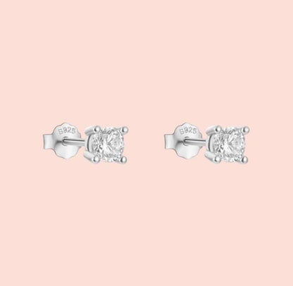 925 Sterling Silver Sparkle Gem stud earrings 4mm