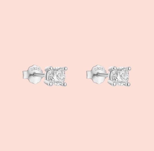 925 Sterling Silver Sparkle Gem stud earrings 4mm