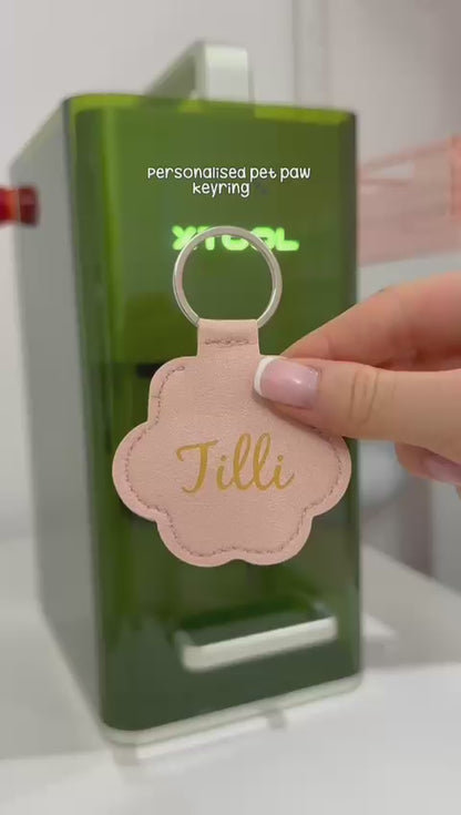 Personalised Pet Paw Leather Keyring - Keepsake/ Memorial